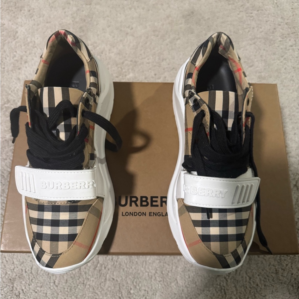 Burberry Kids Plaid Sneakers - Beige